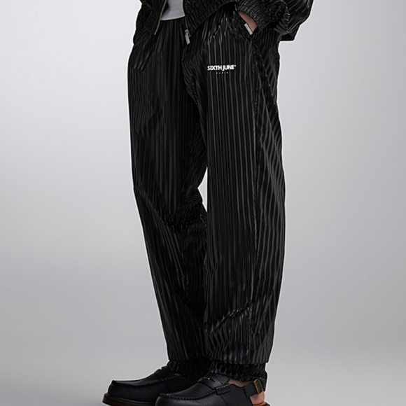 SIXTH JUNE Shiny Plisse Elastic-Waist Pants - Picture 2 of 8